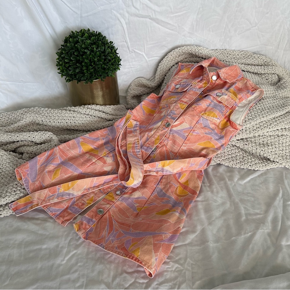 Zara Pink and Orange Jean Jacket Size XSmall